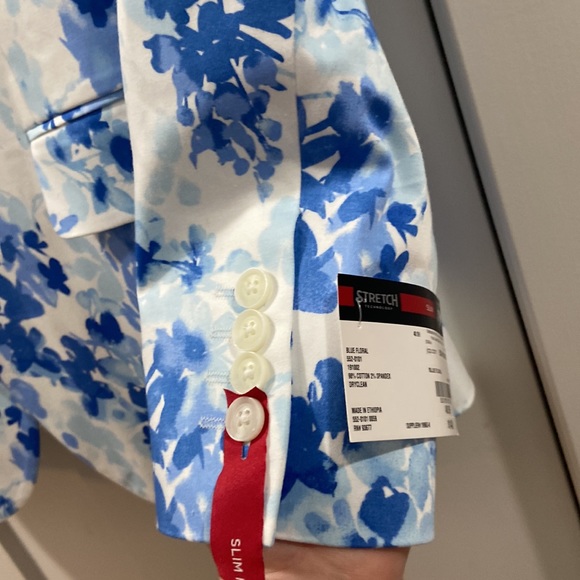 Blue floral JF j. Ferrar NWT 40SH slim fit suit jacket ❤️🔥 show stopper! - Picture 10 of 12